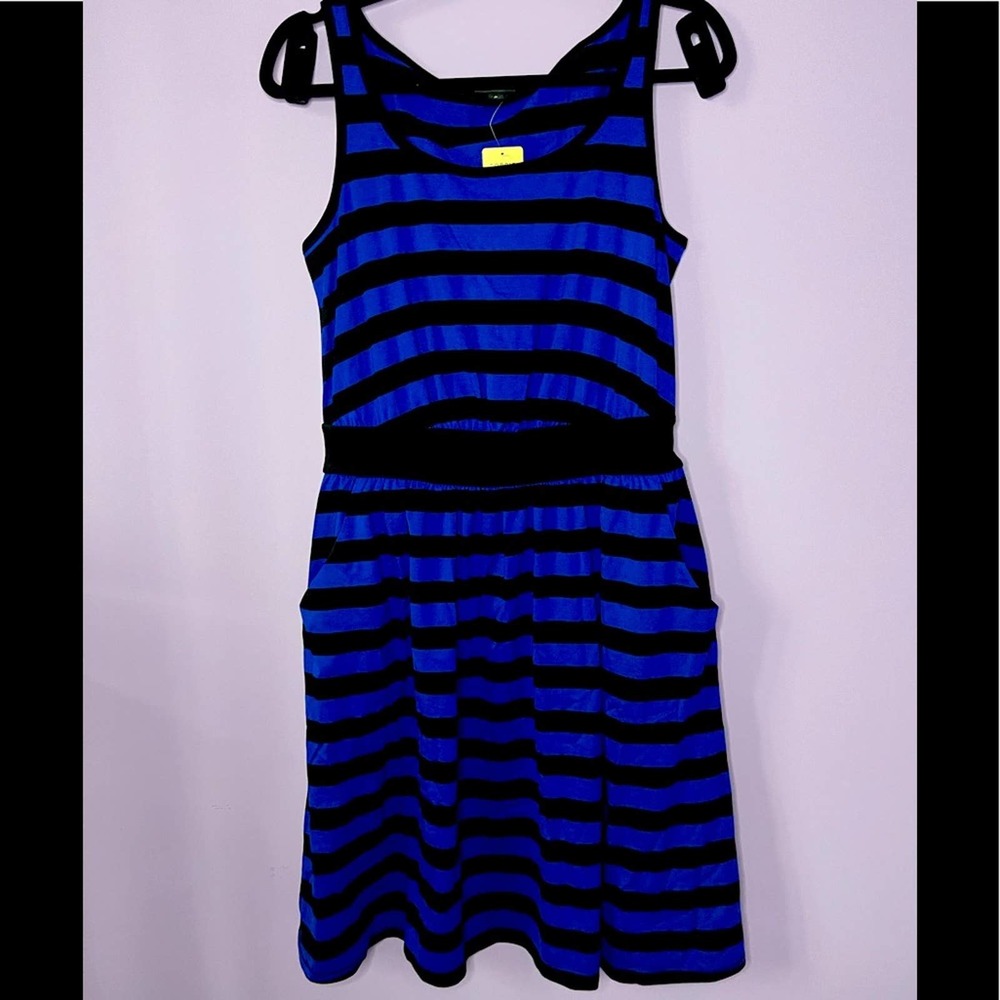 Blue and Black Striped Sleeveless Tank Dress (Size 0/12)